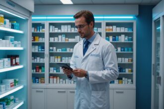 Antivol installé dans une pharmacie pour sécuriser les produits