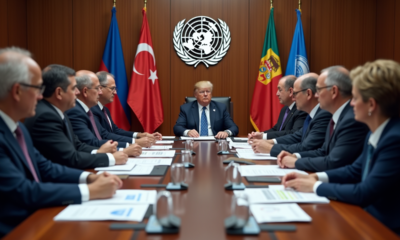 Groupe de diplomates en réunion autour d'une table