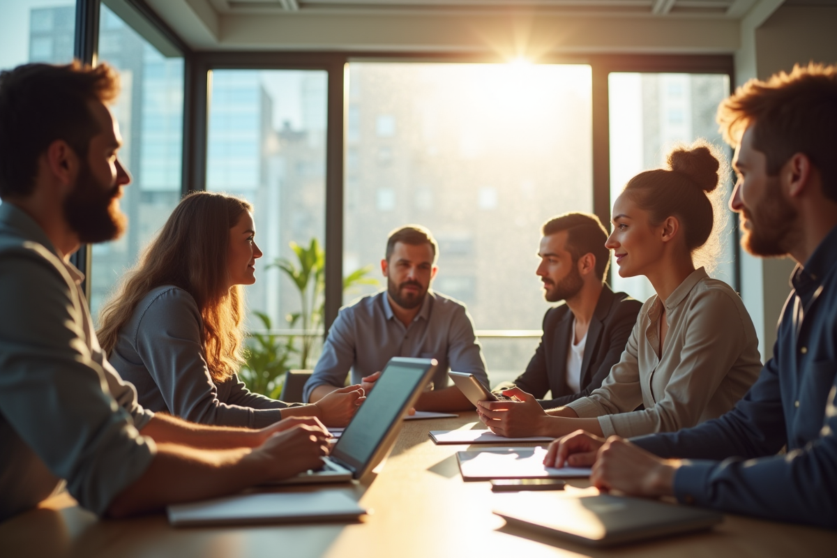 Groupe d'affaires diversifié en réunion de travail