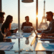Groupe de jeunes professionnels à Paris avec graphiques marketing