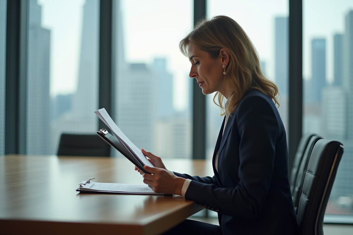 Femme d affaires en réunion dans un bureau moderne