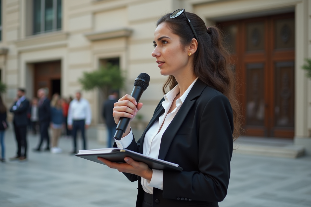 Jeune femme israélienne parlant lors d