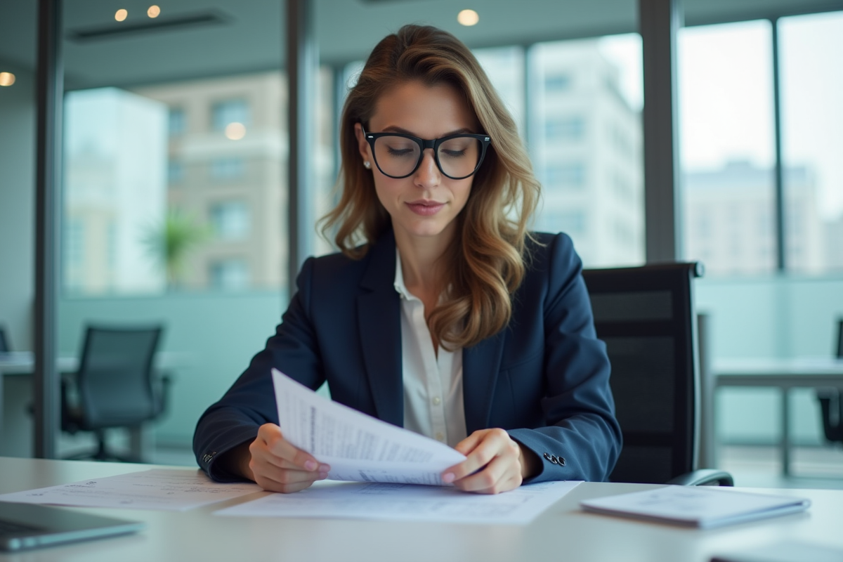 Femme d'affaires en réunion dans un bureau moderne