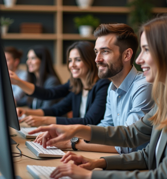 Groupe de professionnels en réunion dans un bureau moderne