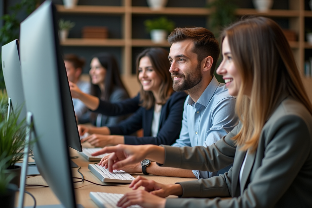 Groupe de professionnels en réunion dans un bureau moderne