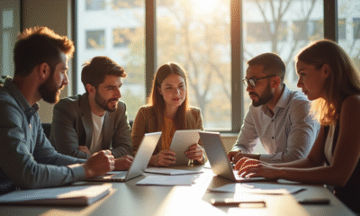 Groupe de jeunes professionnels collaborant dans un bureau moderne
