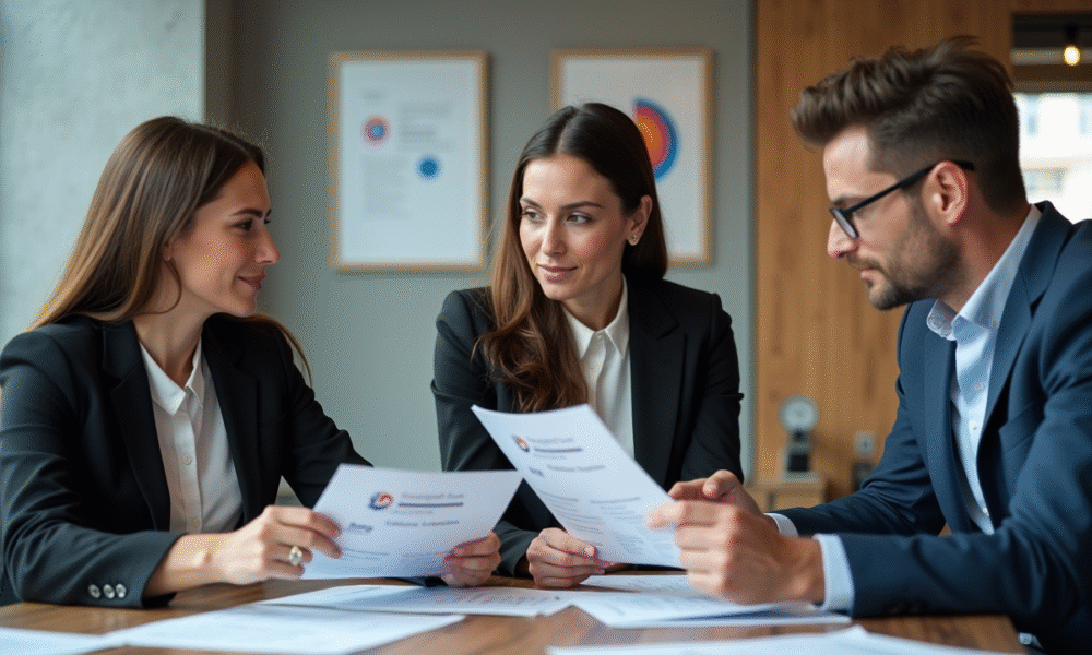 Groupe de professionnels en réunion de stratégie