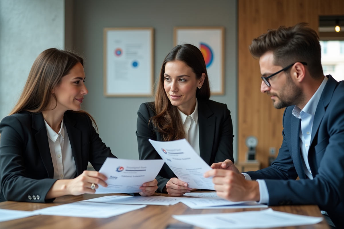 Groupe de professionnels en réunion de stratégie